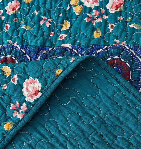 DaDa Bedding Bohemian Patchwork Bed of Wild Flowers Floral Gardenia Green Bedspread Set (JHW-886) by DaDa Bedding Collection
