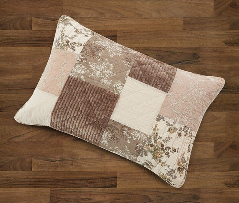 DaDa Bedding Dusty Rose Taupe Beige Brown Floral Cottage Patchwork Quilted Bedspread Set (JHW-866) by DaDa Bedding Collection
