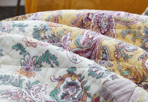 DaDa Bedding Bohemian Burgundy Red Velvet Trim Floral Paisley Patchwork Cotton Bedspread Set (JHW-868) by DaDa Bedding Collection