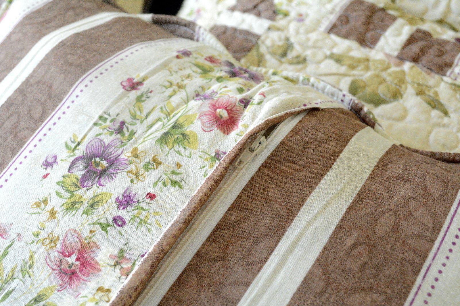  DaDa Bedding Collection DaDa Bedding Vintage Cottage Rose Garden Floral Ivory Yellow Cotton Scalloped Quilted Bedspread Set (DXJ103478) by DaDa Bedding Collection - Twin - Bonton