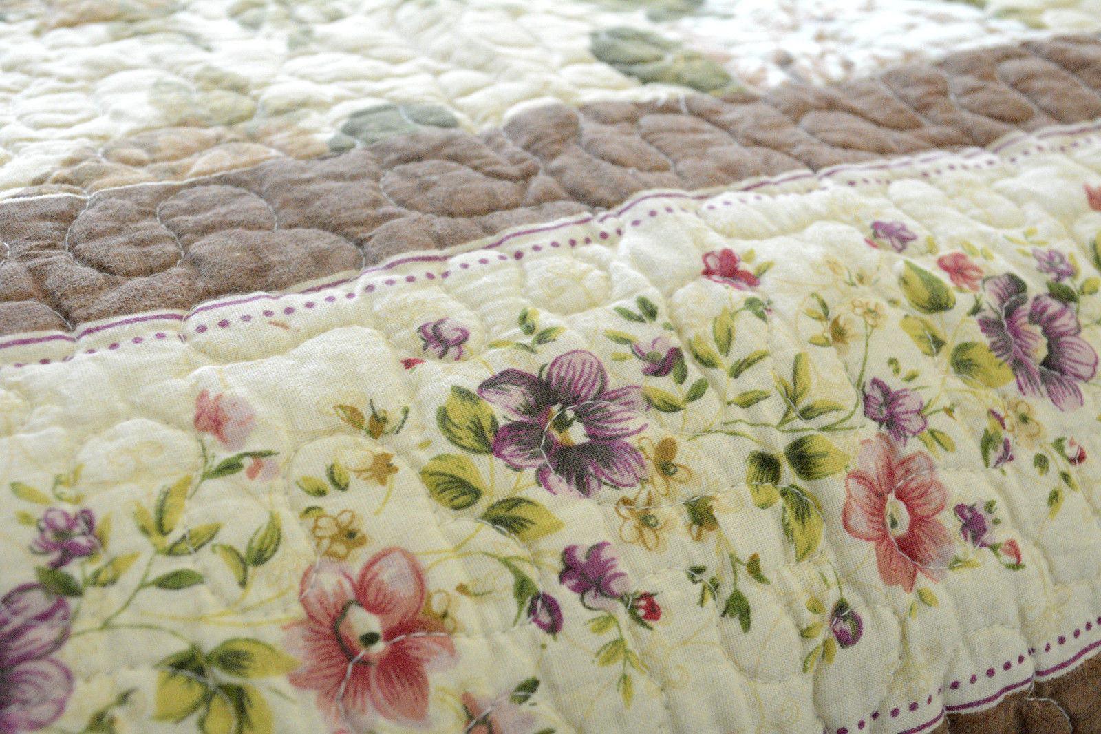  DaDa Bedding Collection DaDa Bedding Vintage Cottage Rose Garden Floral Ivory Yellow Cotton Scalloped Quilted Bedspread Set (DXJ103478) by DaDa Bedding Collection - Twin - Bonton