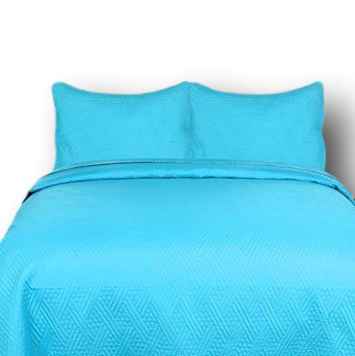  DaDa Bedding Collection DaDa Bedding Gentle Wave Turquoise Teal Blue Lagoon Lightweight Quilted Bedspread Set (LH3000) by DaDa Bedding Collection - Queen - Bonton