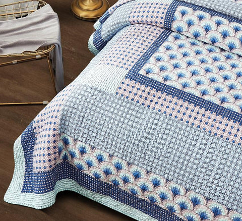 DaDa Bedding Mediterranean Blue Mint Green Patchwork Quilted Bedspread Set (JHW-884) by DaDa Bedding Collection