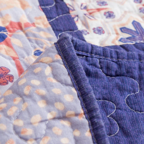 DaDa Bedding Peachy Pink Floral Blossoms Plum Purple Patchwork Quilted Bedspread Set - Designed in USA (JHW877) by DaDa Bedding Collection