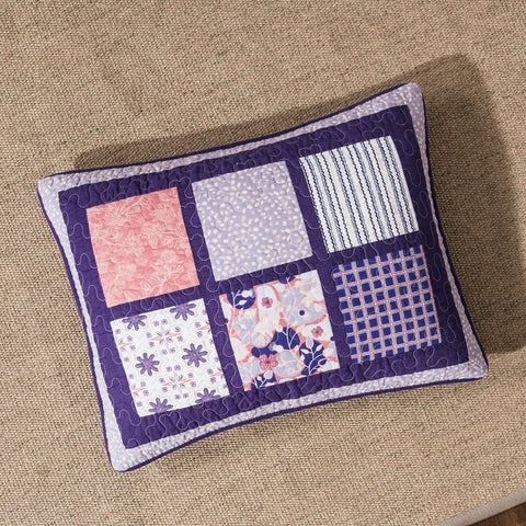 DaDa Bedding Peachy Pink Floral Blossoms Plum Purple Patchwork Quilted Bedspread Set - Designed in USA (JHW877) by DaDa Bedding Collection
