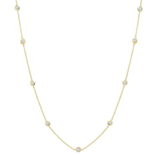 16" Station Bezel Necklace in Gold