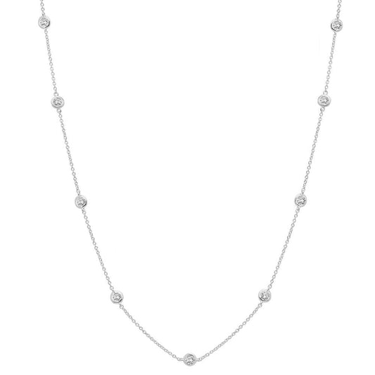 16" Station Bezel Necklace in Platinum