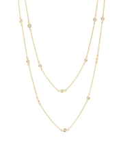 Bezel 36" Necklace Finished in 18kt Yellow Gold- 2mm