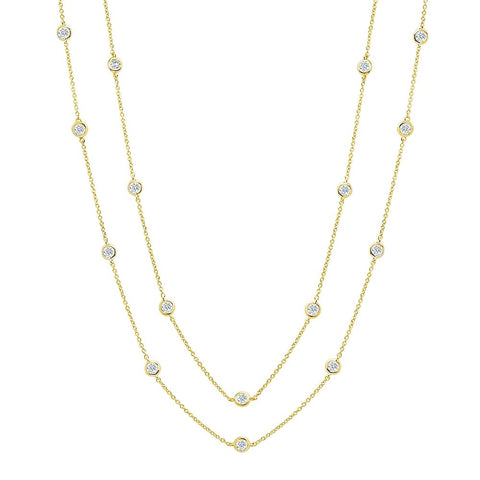 36" Station Bezel Necklace in Gold