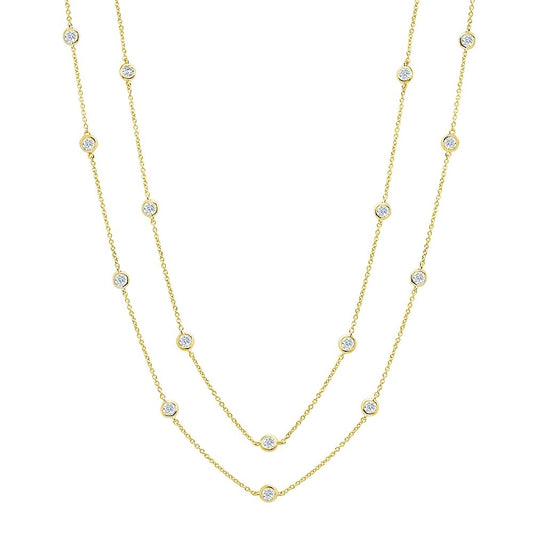 36" Station Bezel Necklace in Gold