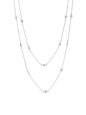 Bezel 36" Necklace Finished in Pure Platinum- 2mm