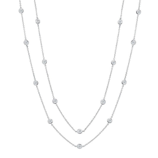 36" Station Bezel Necklace in Platinum