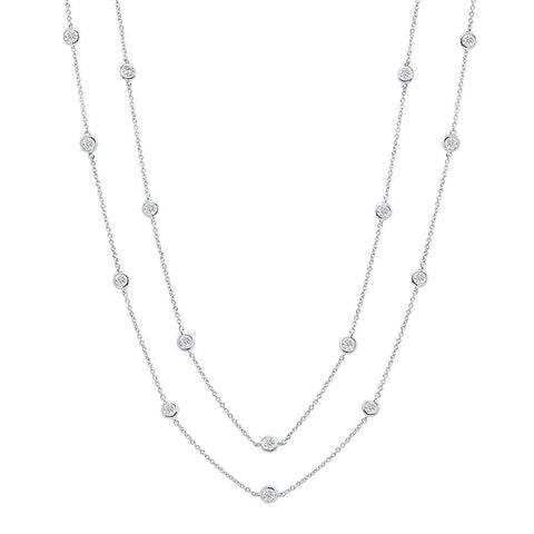 36" Station Bezel Necklace in Platinum