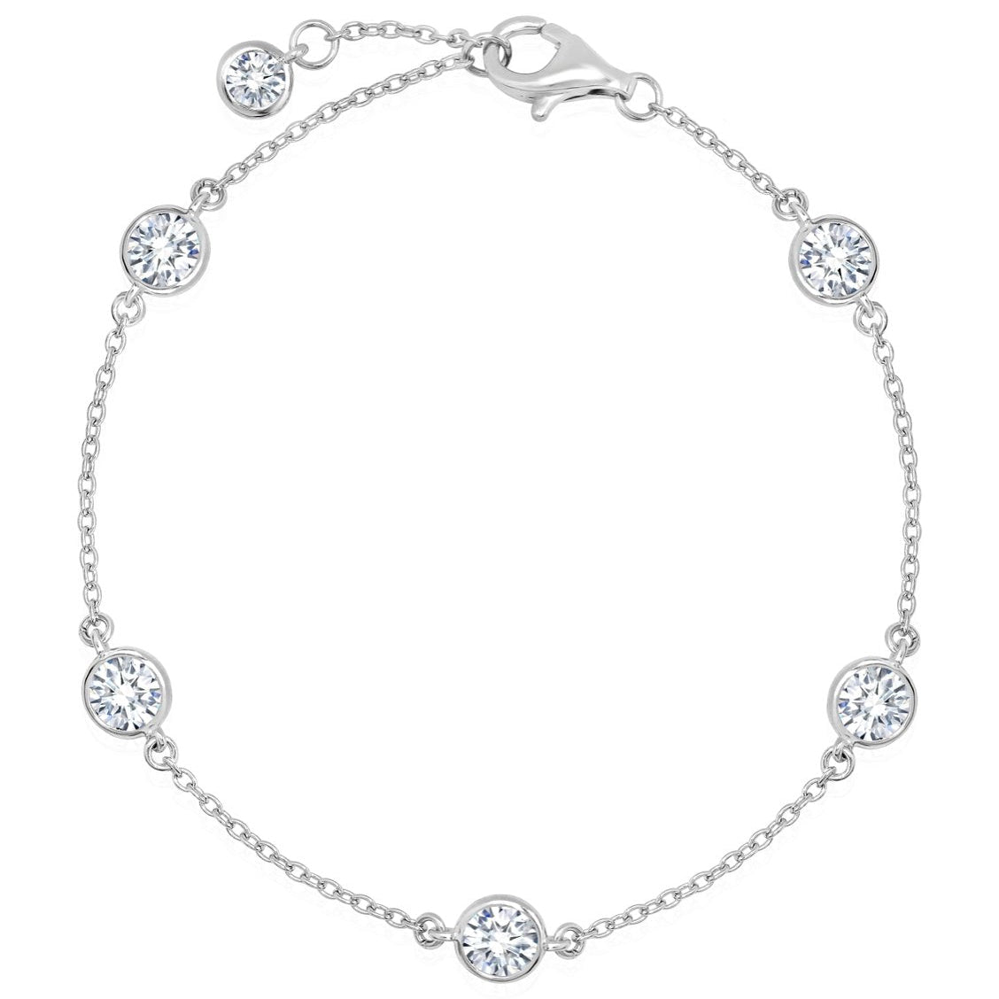  CRISLU Large Bezel Set Bracelet in Platinum - Pure Platinum - Bonton