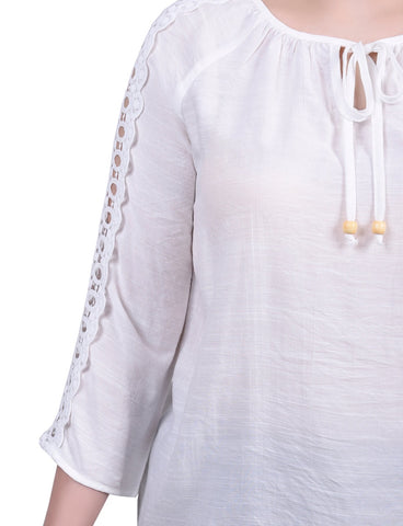3/4 Sleeve Crochet Detail Blouse