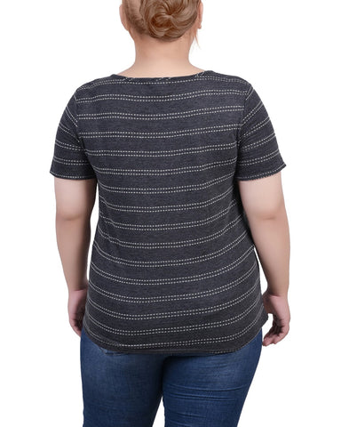 Plus Size Short Sleeve Tie Front Top