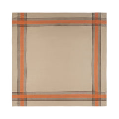 Boulevard 68" X 100" Linen Tablecloth - Tan, Terracotta, and Chocolate