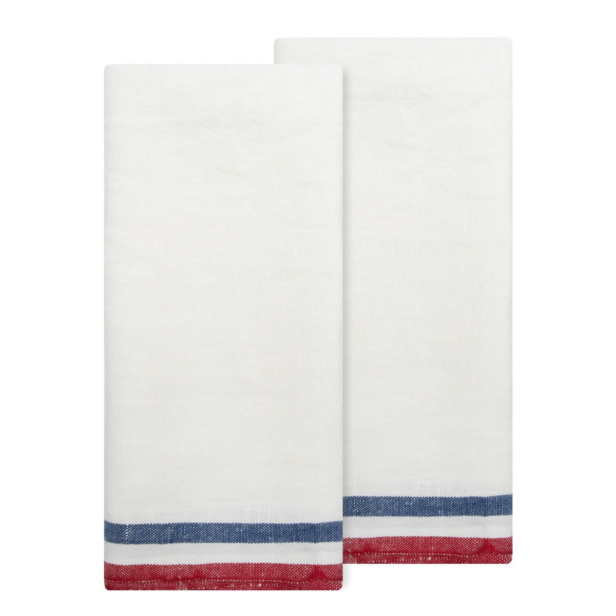  Caravan Normandy White - Tea Towels 20x30 - Set of 2 - Mustard/White/Blue Stripes - Bonton