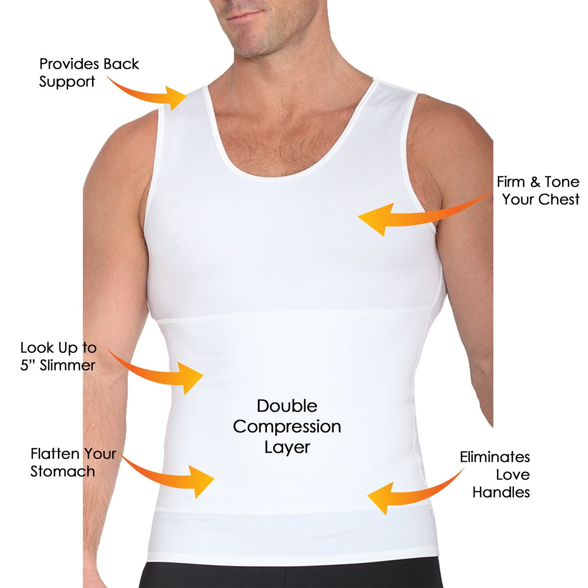 InstantFigure Insta Slim Sleeveless Compression Muscle Tank Panel Belt MSFP01 - Black - Bonton