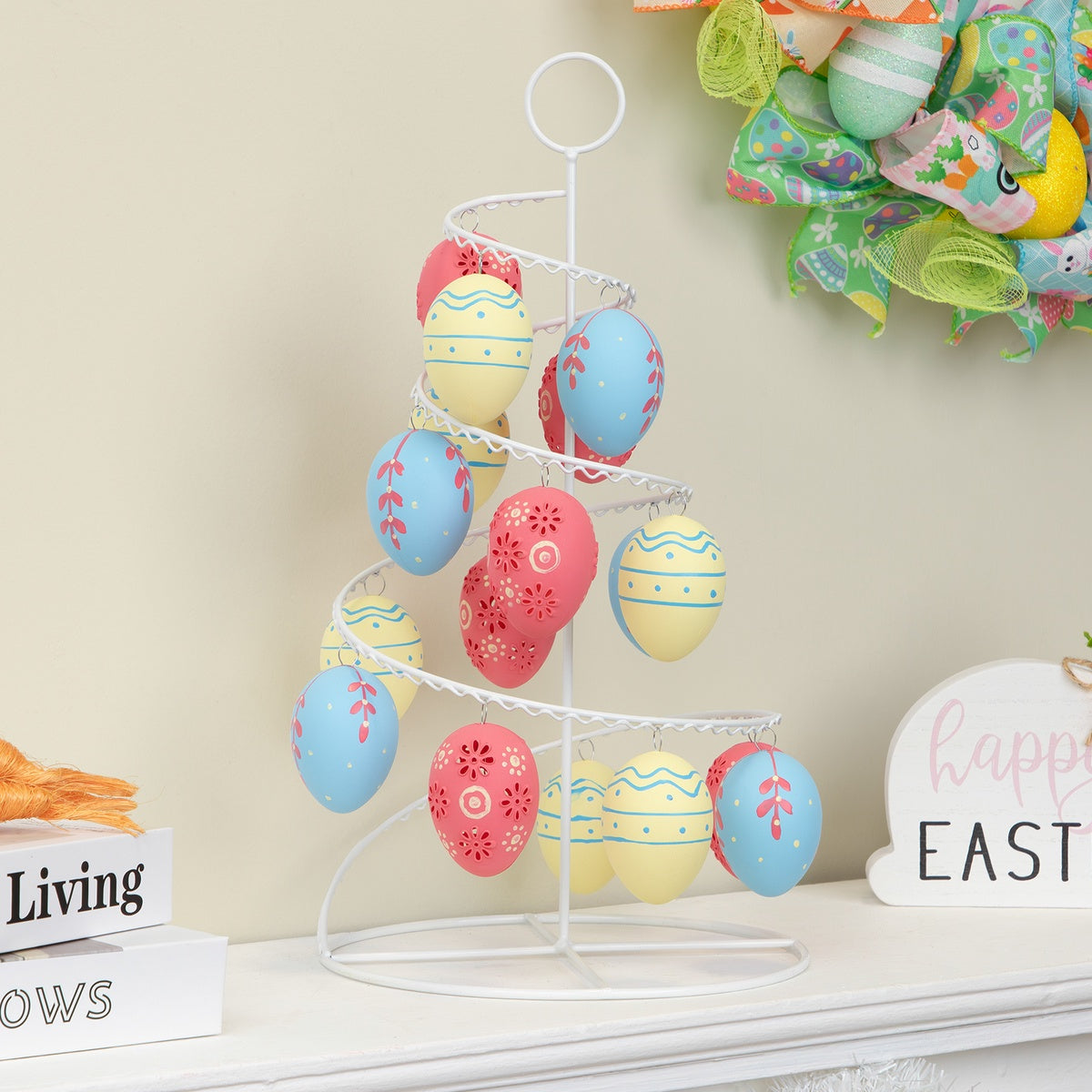  Northlight Floral and Striped Decorative Easter Egg Tree - 14.25