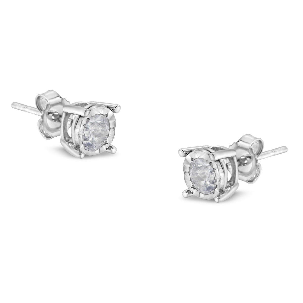  Haus of Brilliance .925 Sterling Silver 1/2 Cttw Near Colorless Round Brilliant-Cut Diamond Miracle-Set Stud Earrings (H-I Color, I2-I3 Clarity) - Default Title - Bonton