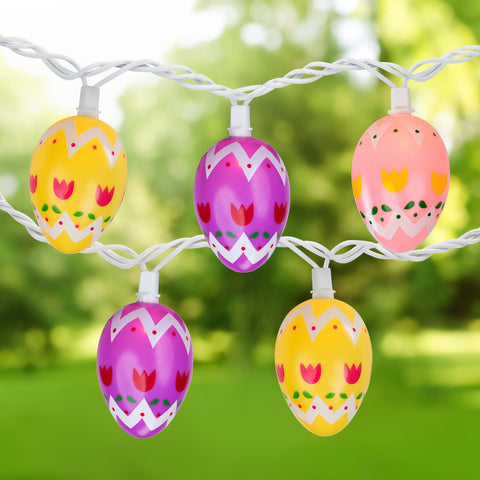 10-Count Pastel Multi-Color Easter Egg String Light Set  7.25ft White Wire