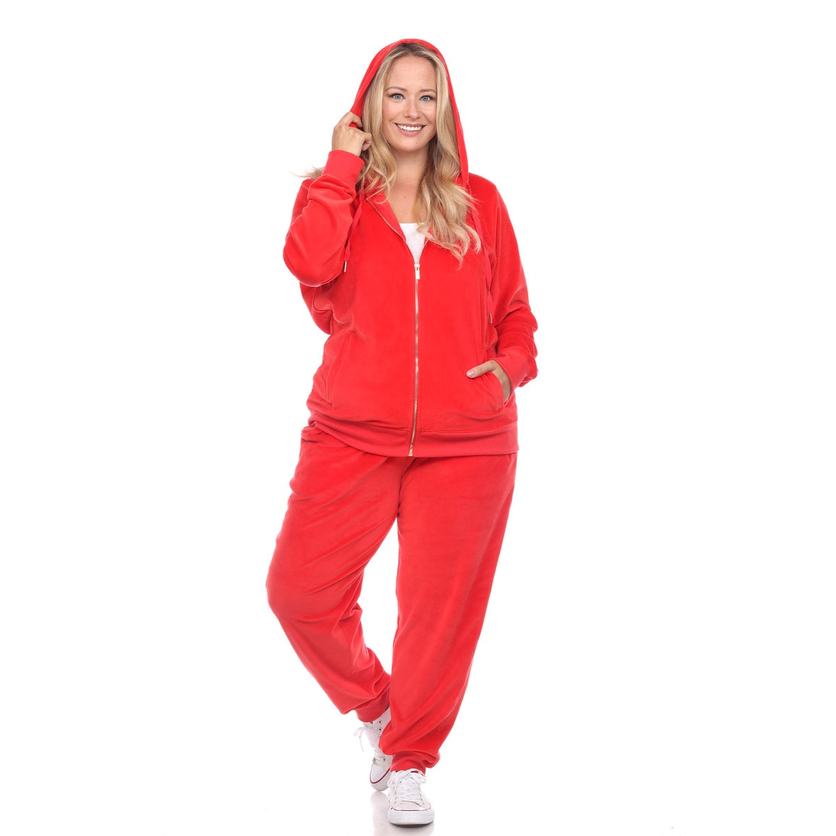  White Mark Plus Size 2 Piece Velour Tracksuit Set - 1X - Bonton