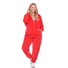 Plus Size 2 Piece Velour Tracksuit Set