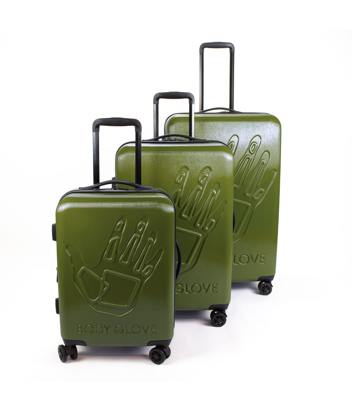  Body Glove Redondo 3-Piece Hardside Spinner Set - Olive Branch - Bonton