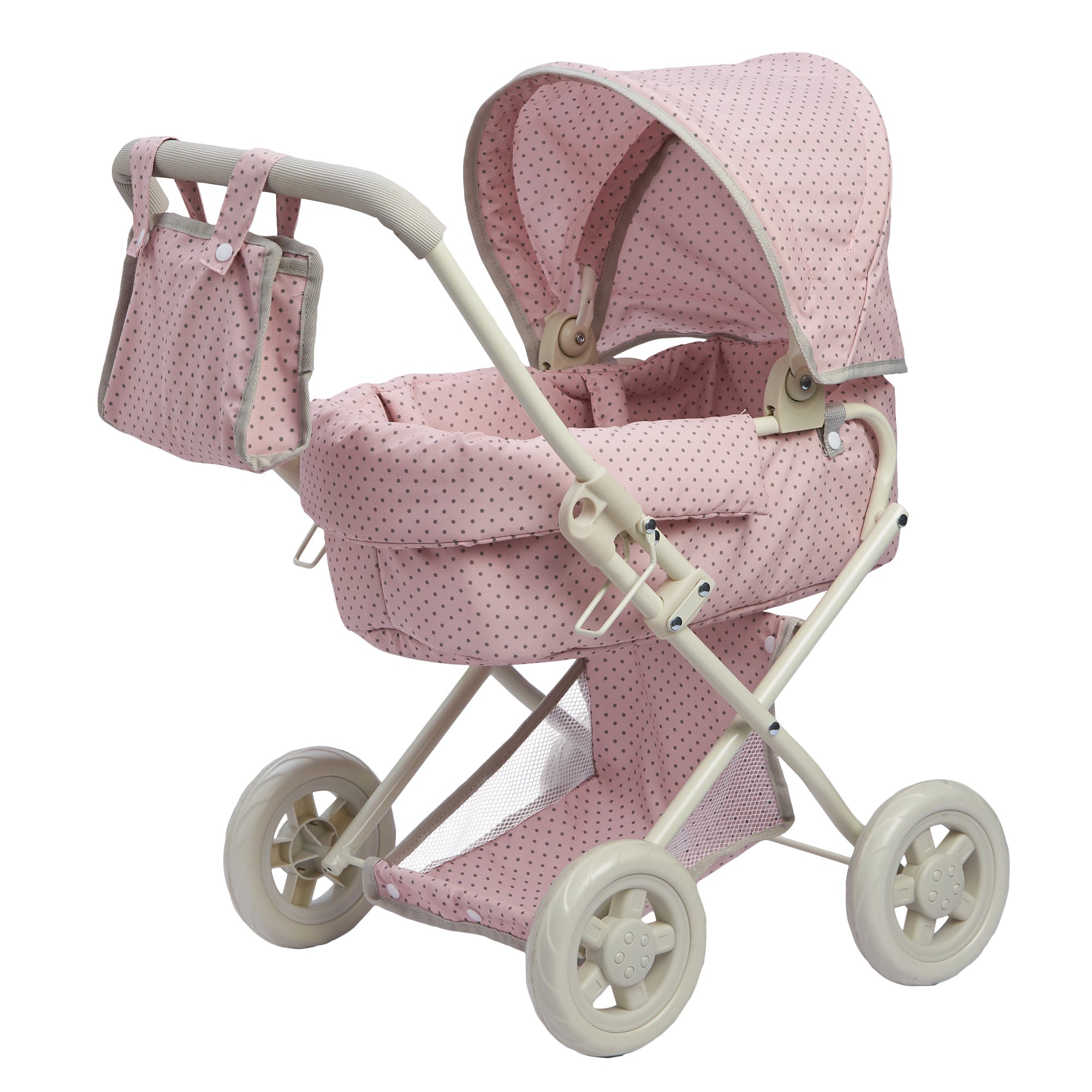  Teamson Kids Olivia's Little World - Polka Dots Princess Baby Doll Deluxe Stroller - Pink/Grey - Bonton