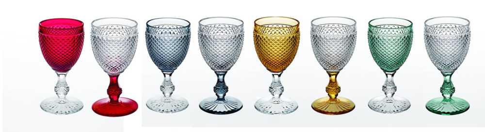  Vista Alegre Bicos Bicolor Goblets with Colored Top Set of 4 - Grey - Bonton