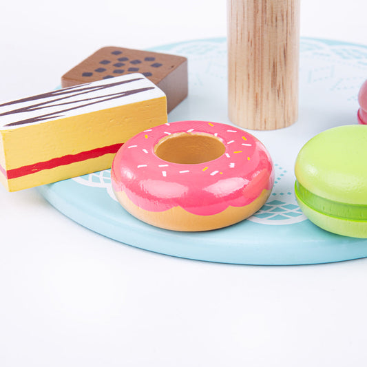 Cake stand with 9 Cakes by Bigjigs Toys US