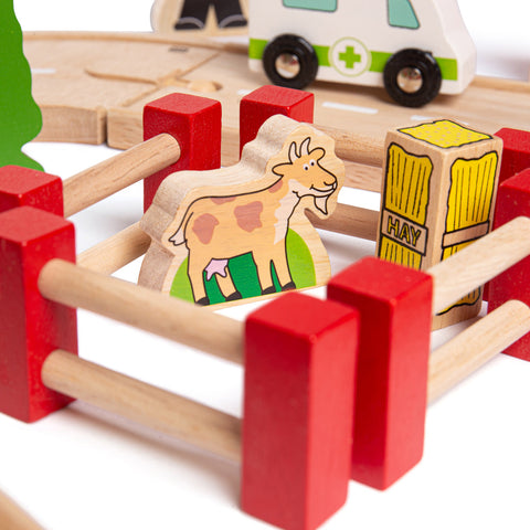 Road & Rail Train Set by Bigjigs Toys US