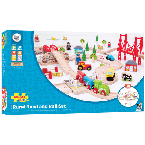 Road & Rail Train Set by Bigjigs Toys US