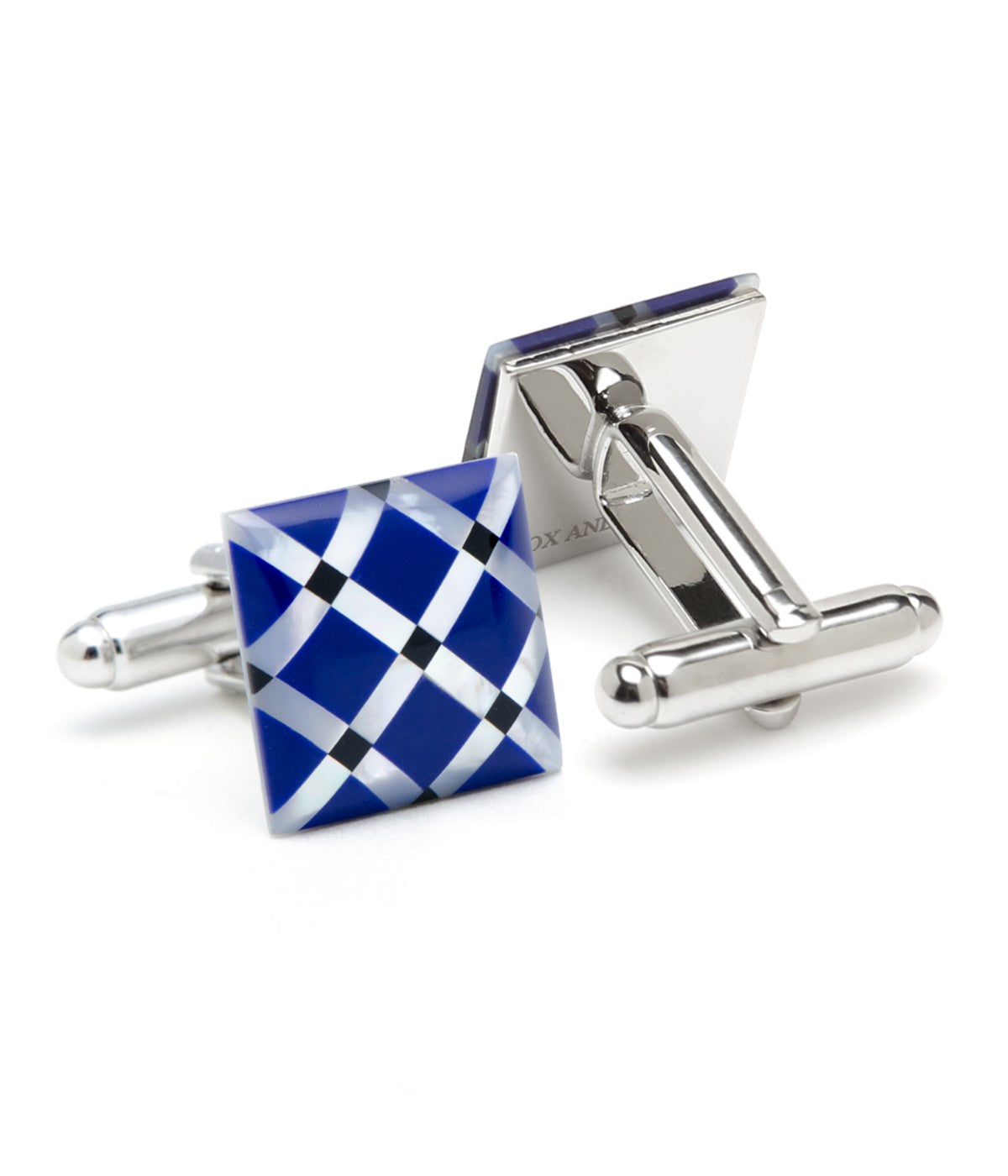  Cufflinks Mother of Pearl Diamond Cufflinks - Blue - Bonton