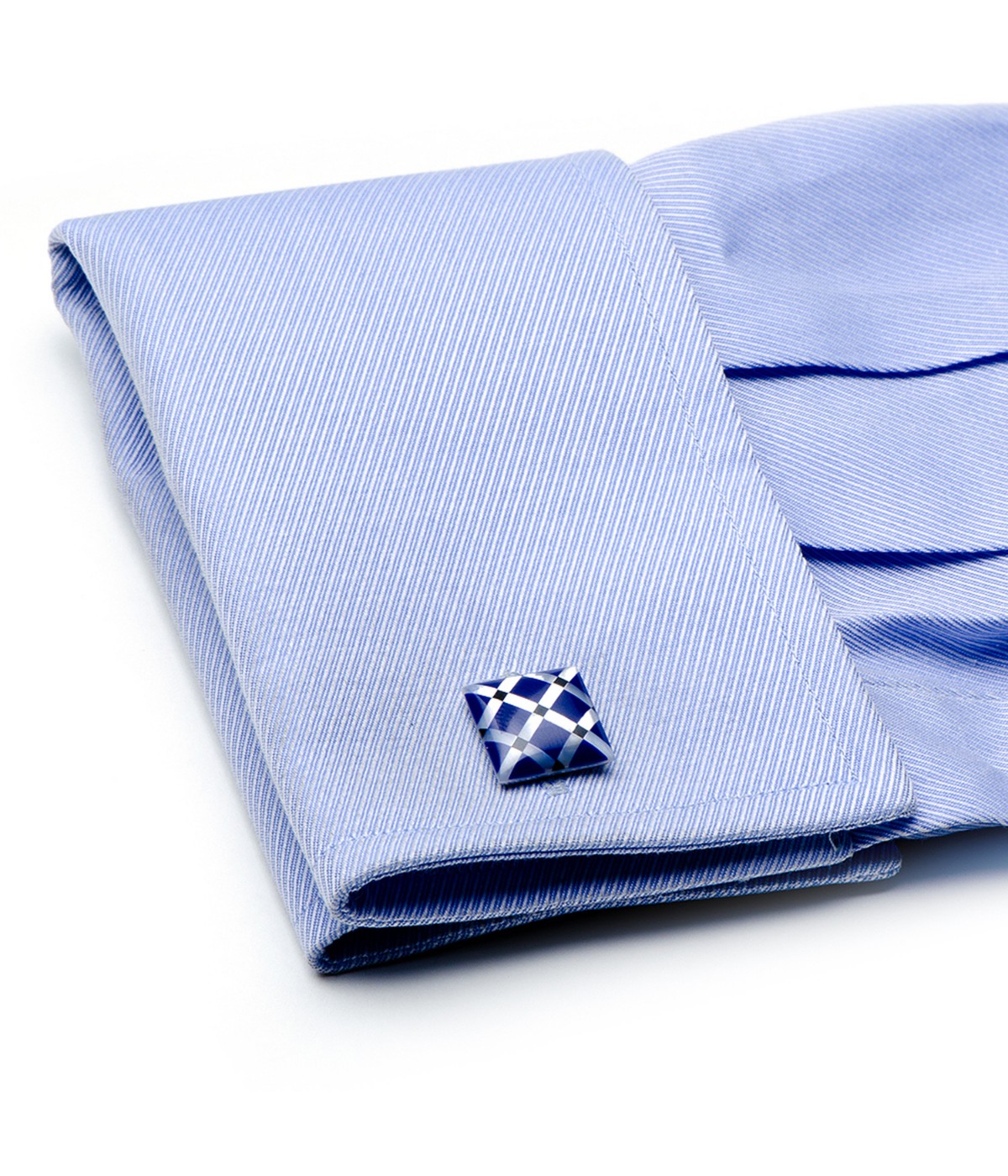  Cufflinks Mother of Pearl Diamond Cufflinks - Blue - Bonton