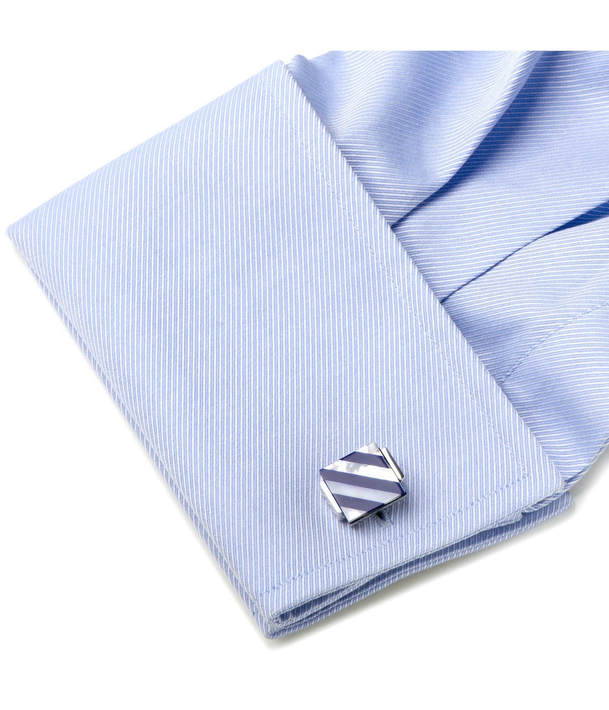  Cufflinks Floating Mother of Pearl Striped Cufflinks - Blue - Bonton