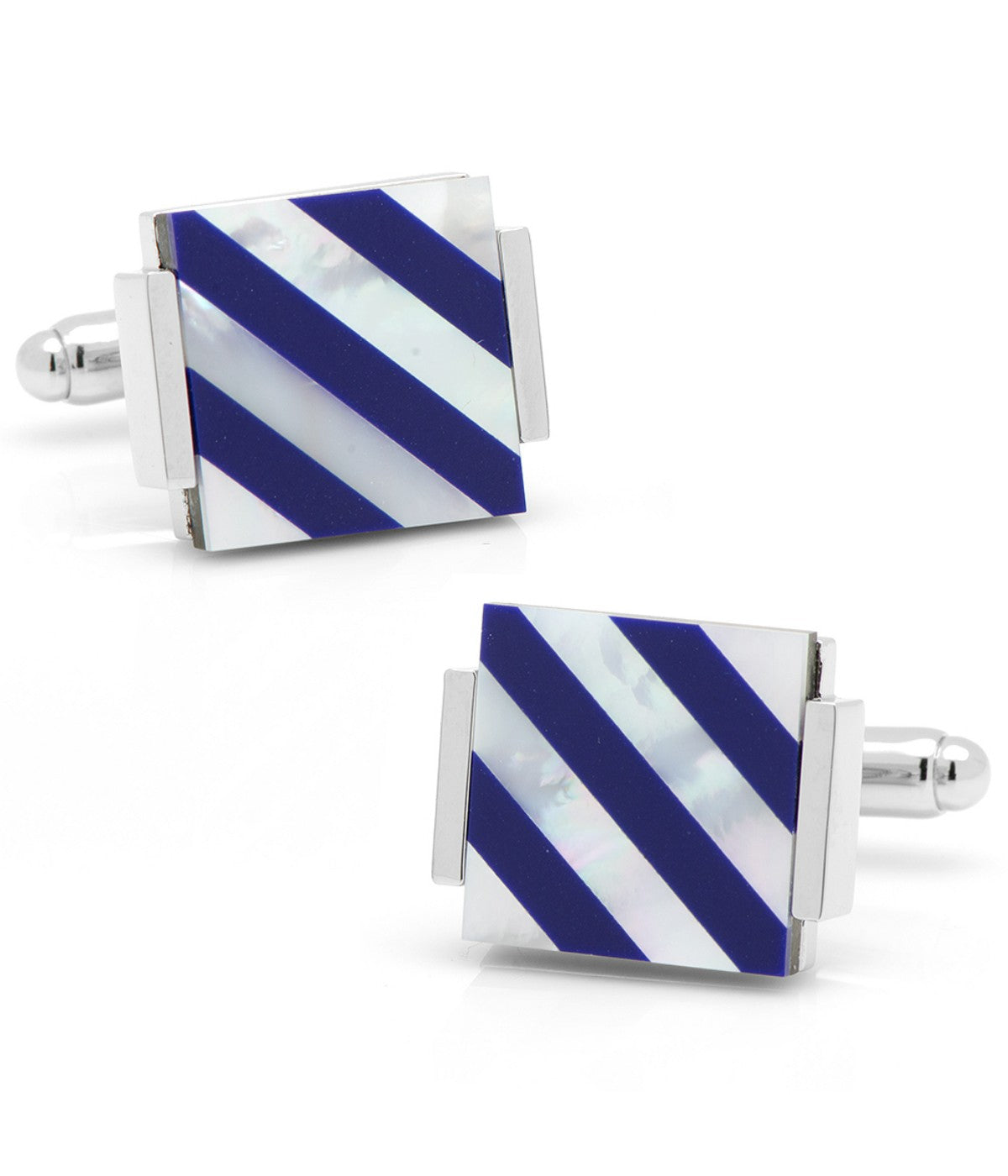  Cufflinks Floating Mother of Pearl Striped Cufflinks - Blue - Bonton