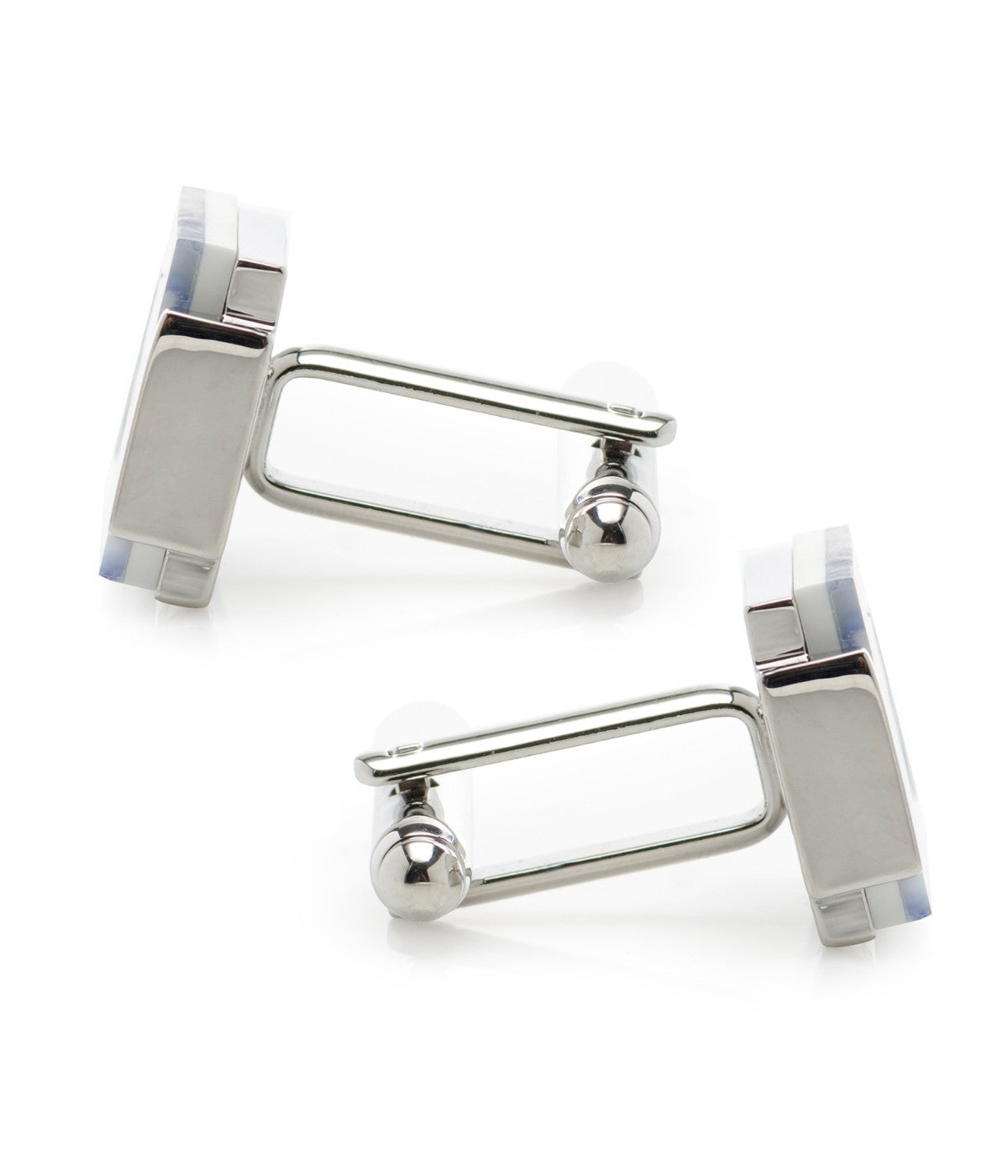  Cufflinks Floating Mother of Pearl Checkered Cufflinks - Blue - Bonton