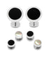  Cufflinks Double Sided Round Beveled Stud Set - Black & Silver - Bonton