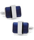  Cufflinks Silver Wrapped Navy Blue Catseye Cufflinks - Blue - Bonton