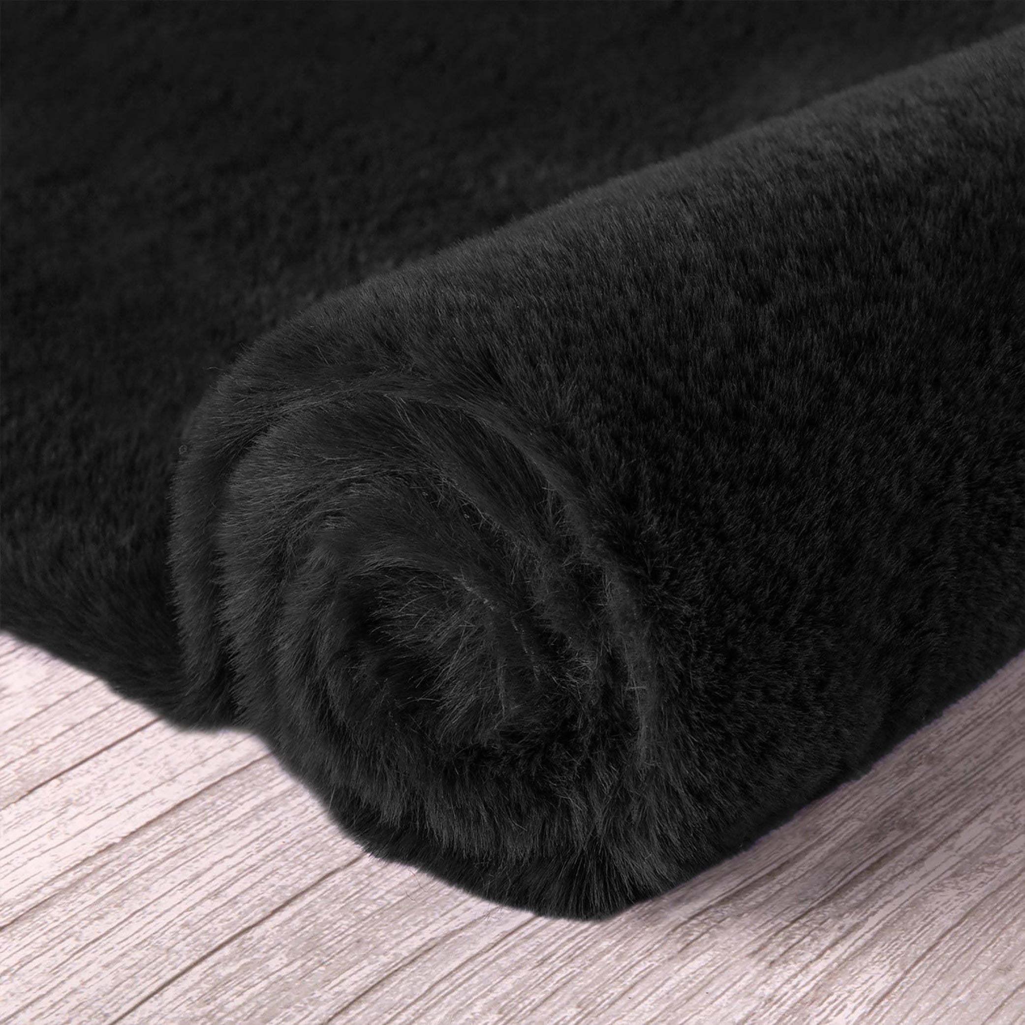  Black Faux Rabbit Fur Fuzzy Soft Fluffy Plush Cozy Shaggy Area Rug by Homemartgoods - 2' x 3' Feet - Bonton