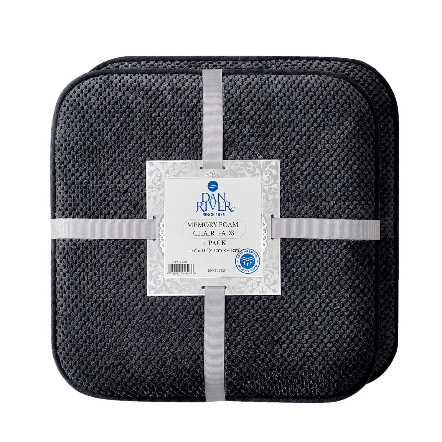  Dan River Dan River 2-4 Pack Memory Foam Non-Slip 16x16'' Chair Cushion Pad - Black - Bonton