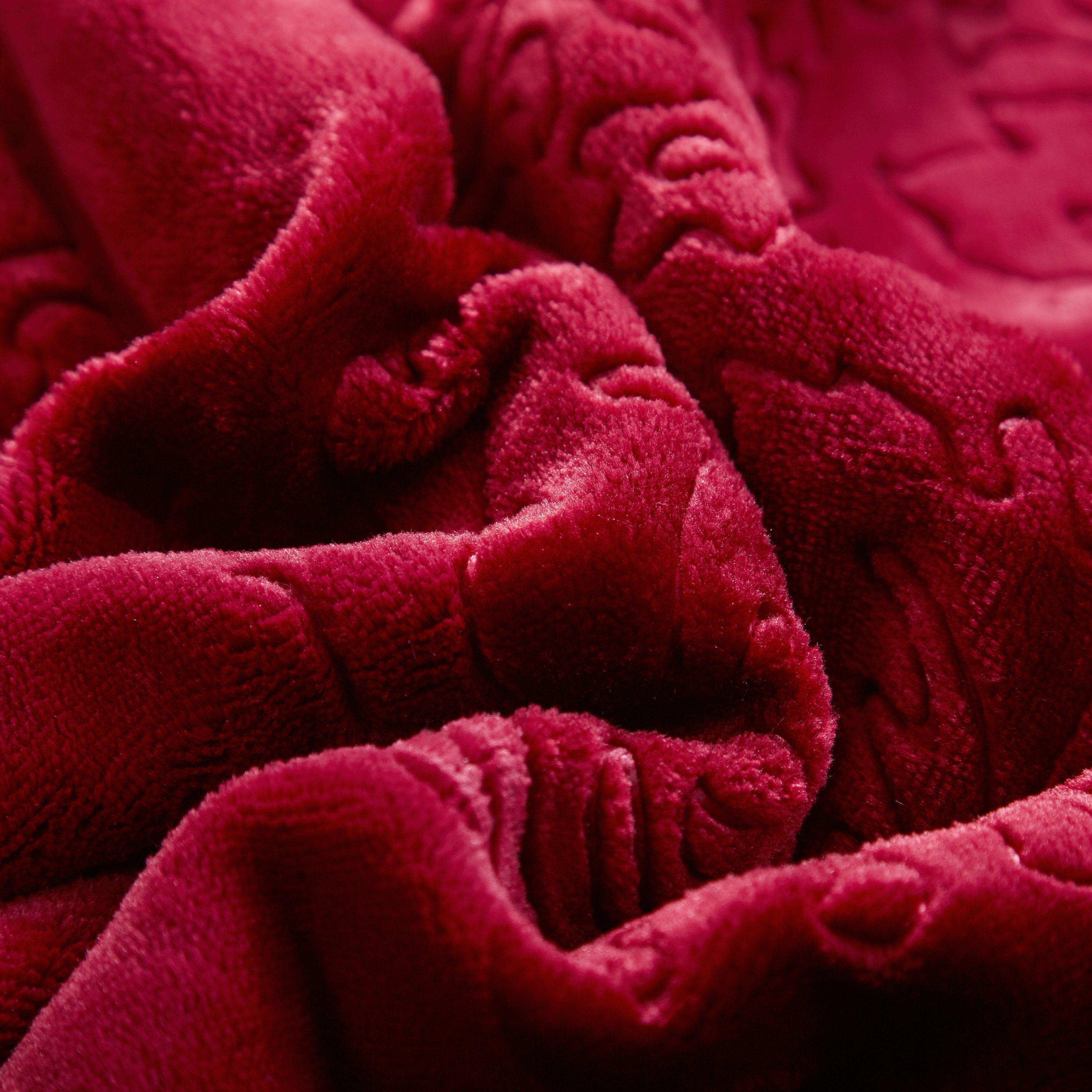  DaDa Bedding Collection Tache Solid Embossed Merlot Red Sherpa Throw Blanket by DaDa Bedding Collection - 50x60 - Bonton