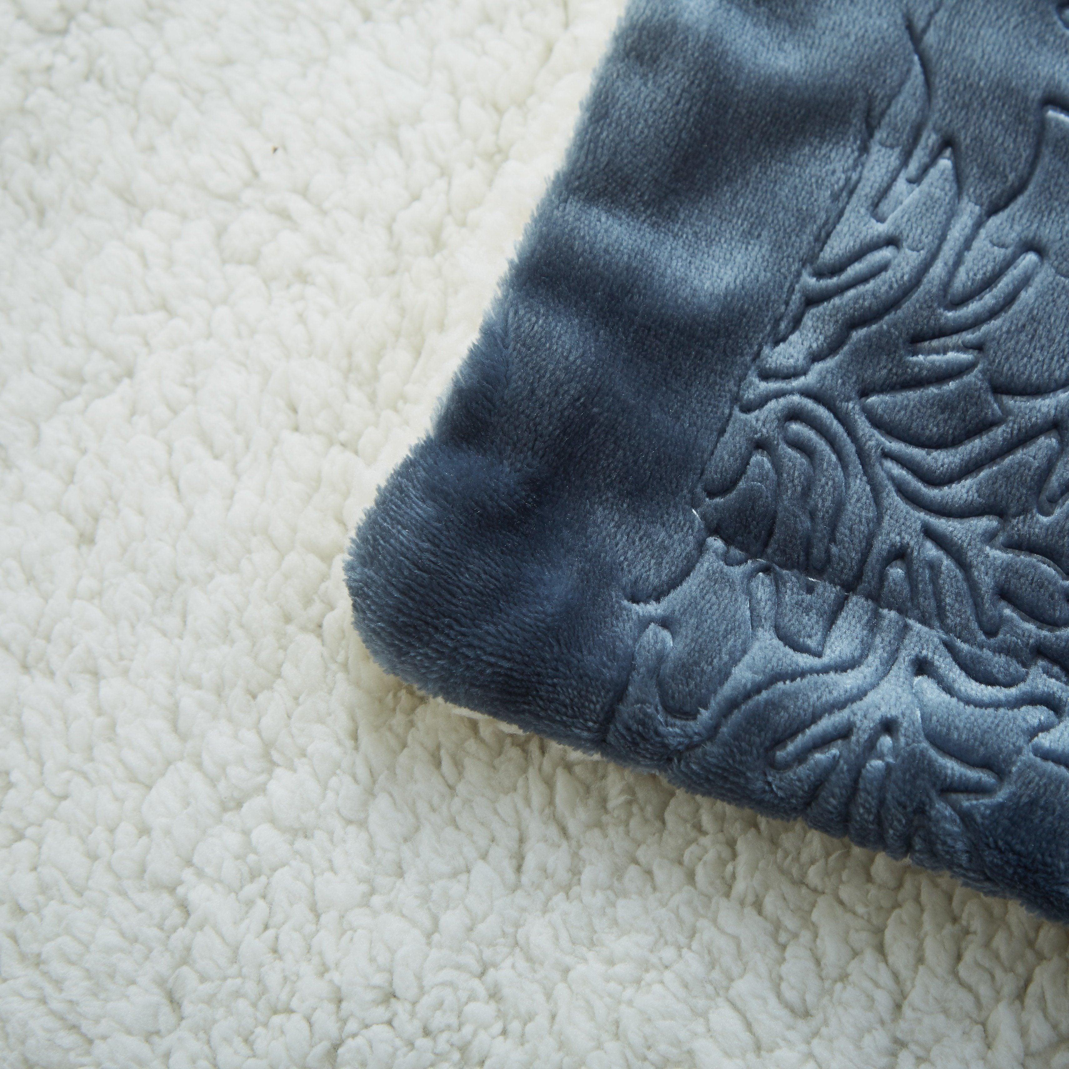  DaDa Bedding Collection Tache Solid Embossed Rainy Day Grey Sherpa Throw Blanket by DaDa Bedding Collection - 50x60 - Bonton
