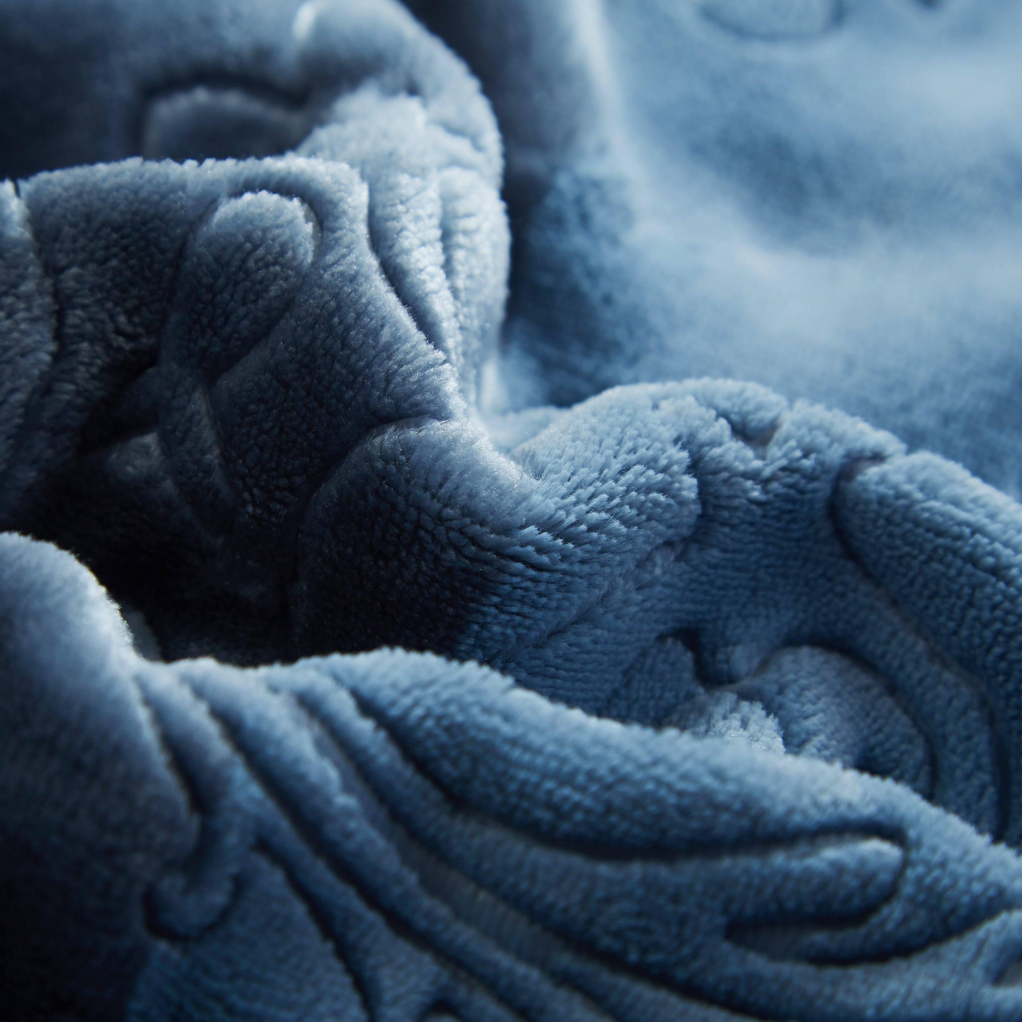  DaDa Bedding Collection Tache Solid Embossed Rainy Day Grey Sherpa Throw Blanket by DaDa Bedding Collection - 50x60 - Bonton