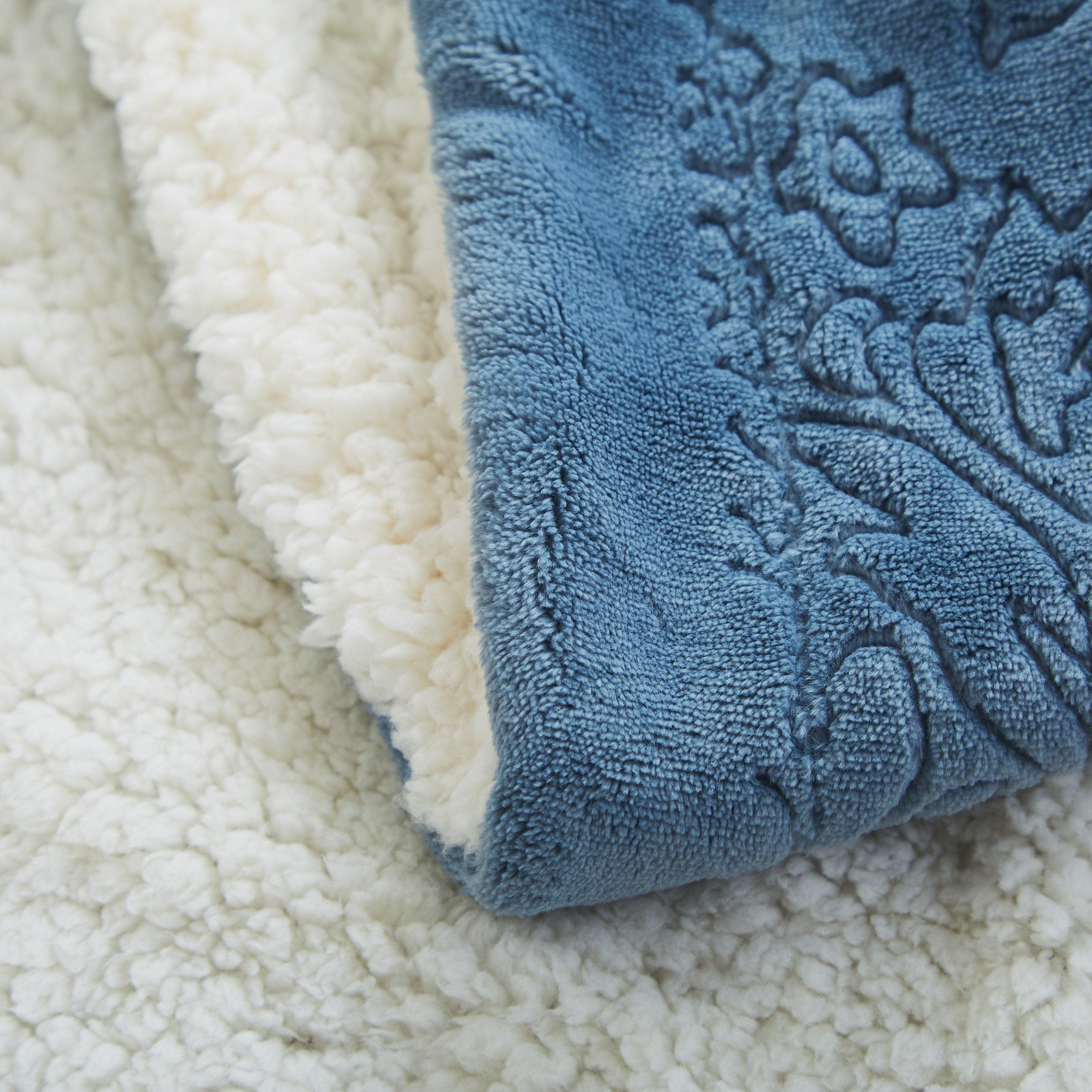  DaDa Bedding Collection Tache Solid Embossed Rainy Day Grey Sherpa Throw Blanket by DaDa Bedding Collection - 50x60 - Bonton