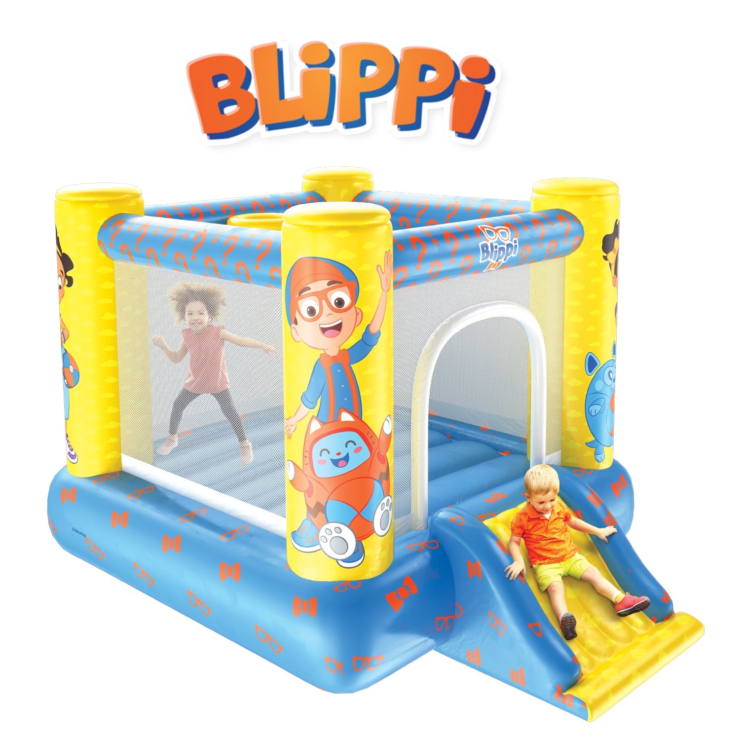  HobbyTron Blippi Jump N' Slide Bouncer (Includes Electric Air Pump) - Default Title - Bonton