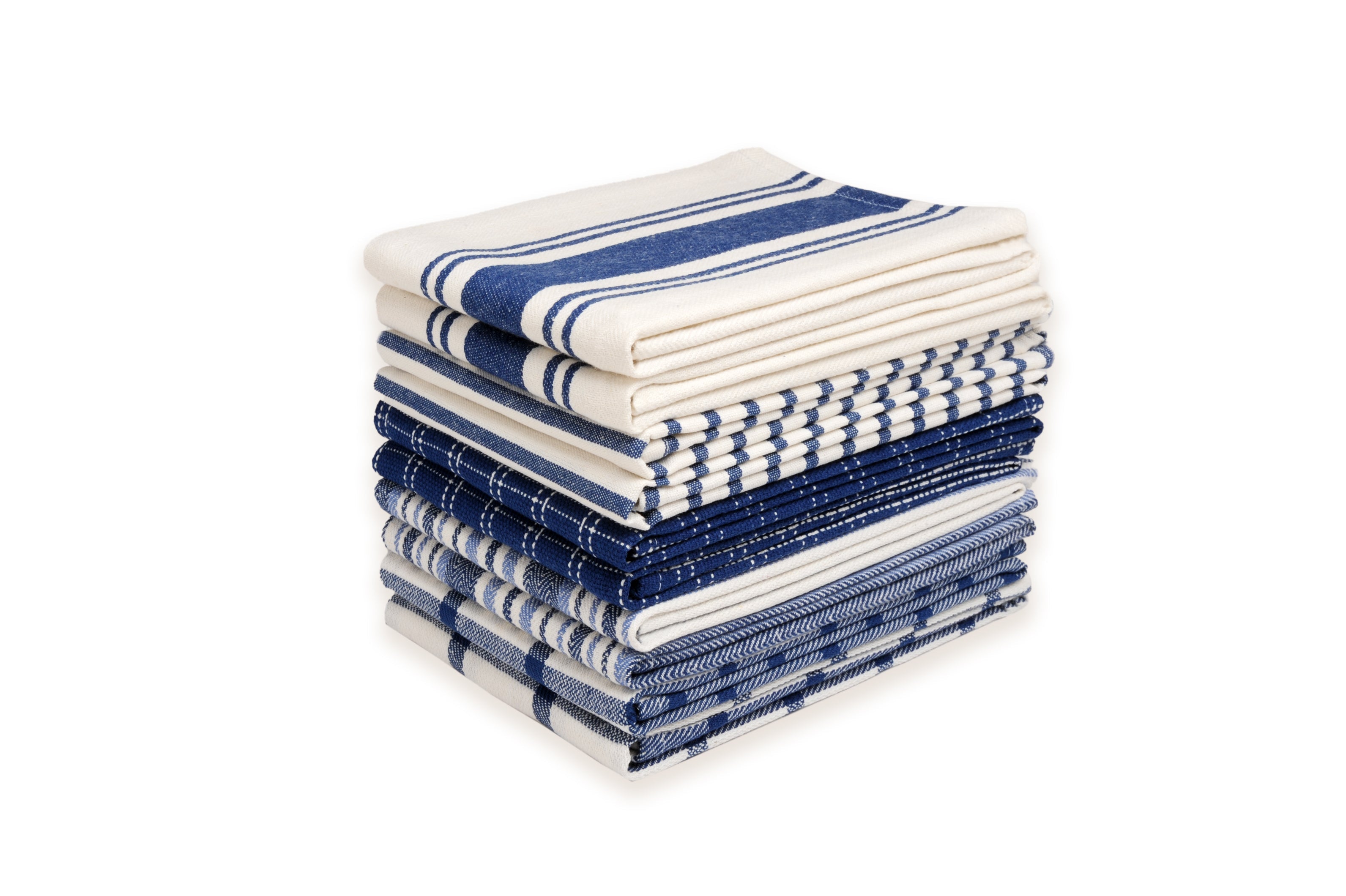  Dan River Dan River 10 Pack Cotton Flat Assorted Kitchen Towels - Blue - Bonton