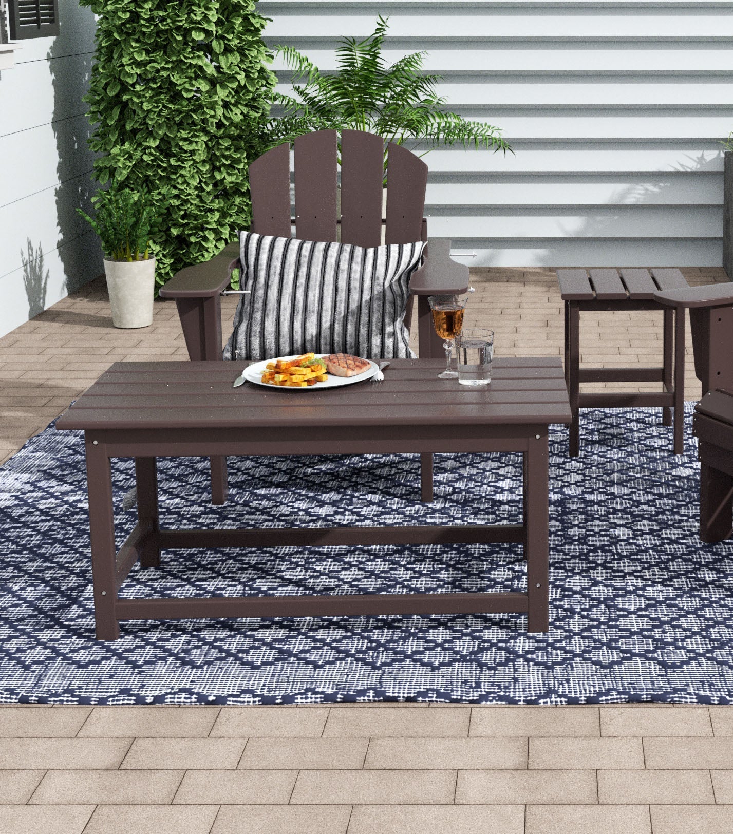  Westin Furniture Outdoor Patio Classic Adirondack Coffee Table - Dark Brown - Bonton